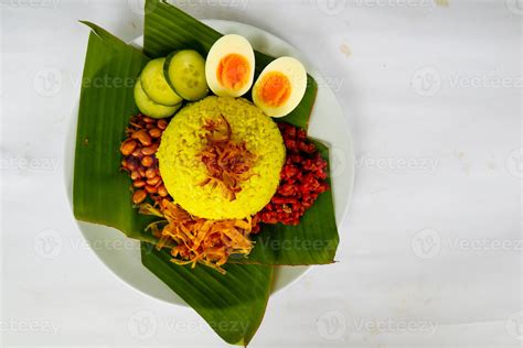 Nasi Kuning Or Yellow Rice Or Tumeric Rice Is Traditional Food From