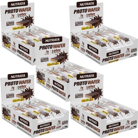 Kit 5X Proto Wafer 12 Unidades De 30g Chocolate Nutrata OtimaNutri