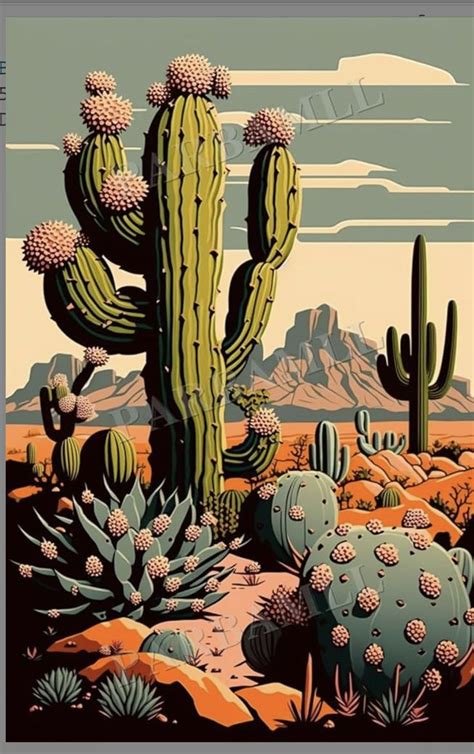 Pin By Edna Miranda On Arte In Desert Art Colorful Art Cactus Art