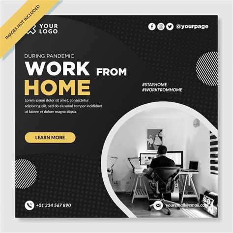 Premium Vector Work From Home Banner Instagram Post Premium Vector