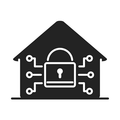 Cyber Security And Information Or Network Protection Smart House Padlock Silhouette Style Icon