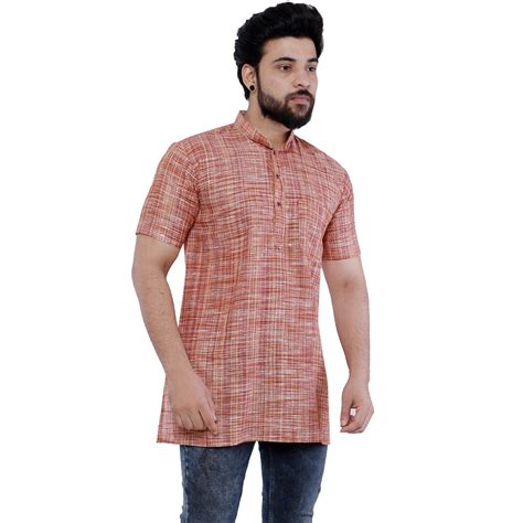 Men S Indian Khadi Short Kurta Etsy