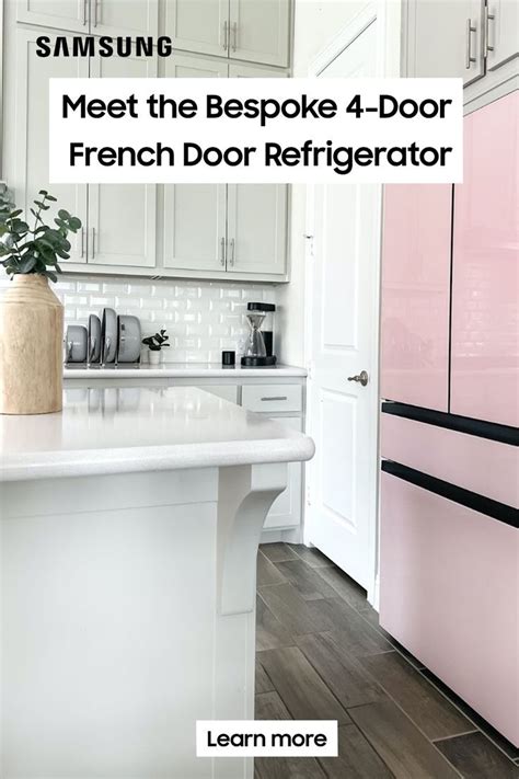 A Pink Refrigerator Freezer Sitting Inside Of A Kitchen