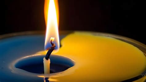 Premium AI Image | Detailed closeup of blue and yellow candle flame