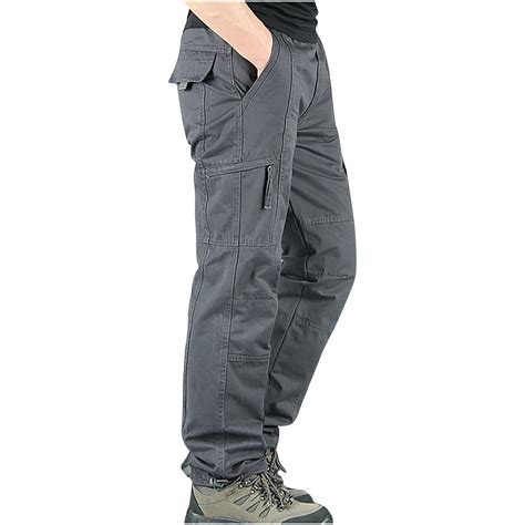 Elainilye Fashion Mens Athletic Pants Cargo Pants Slim Multi Pocket Straight Trousers Outdoor