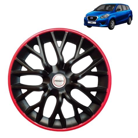 PRIGAN Wheel Cover For Datsun Go Plus 13 Inch Black Silver Wheel Cap