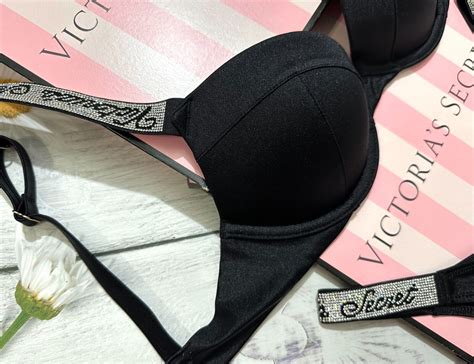 Victorias Secret Italic Shine Strap Swim Sexy Tee Push Up Bikini Set Black Ebay