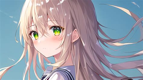 Download Wallpaper 1920x1080 Girl Glance Sailor Suit Hair Anime