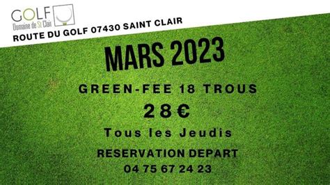 Mars Green Fee Trous Association Sportive De Golf Du