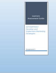 SITXMPR007 Assessment 3 Sorrachedpong W Docx Learners Assessment