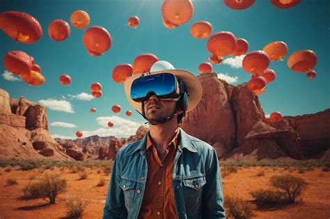 Premium AI Image | A cowboy with a Virtual Reality vr helmet