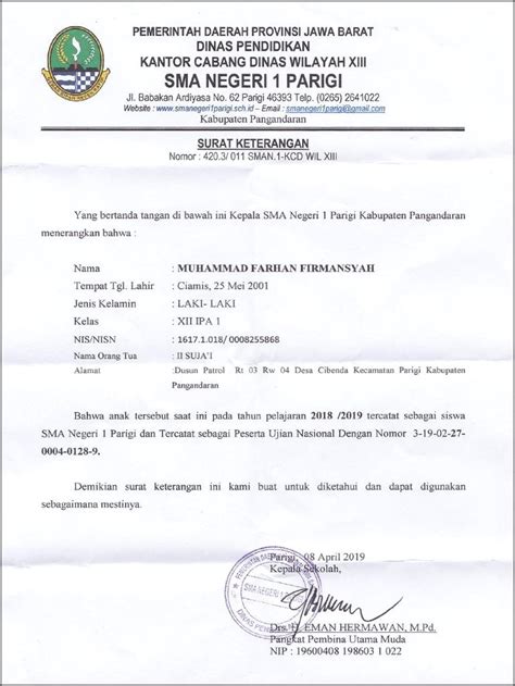 Contoh Surat Keterangan Sebagai Peserta Ujian Surat Keterangan