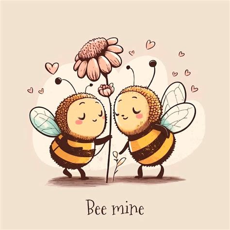 Premium Vector Two Cute Bees Are Hugging