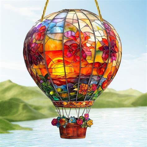 Hot Air Balloon Solar Garden Light Flame Effect Solar Garden Ornaments Outdoor Hanging Hot Air