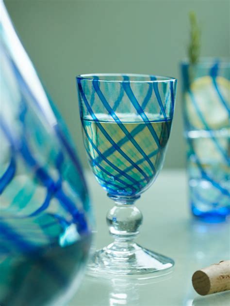 Mouth Blown Striped Wine Glass By Emsie Sharp Abask Us