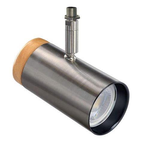 LUZ DESING Cabezal Acero Con Madera Spot Dicro Apto Led Gu10 Riel