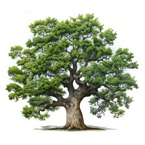 Realistic Oak Tree Illustration With Lifelike Renderings Stock