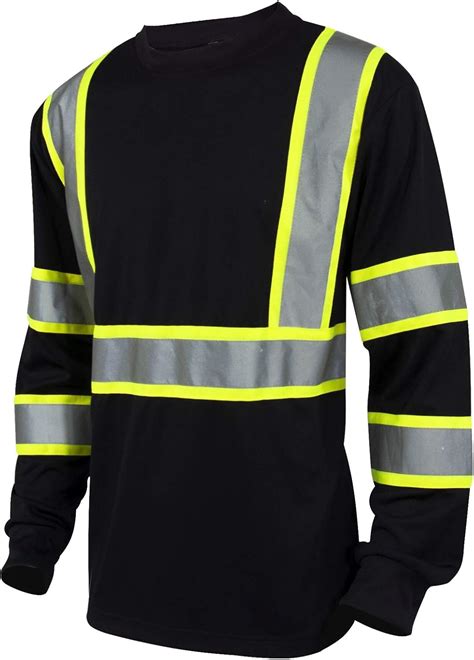 Landm Hi Vis Class 3 T Shirt Reflective Safety Black Short Long Sleeve