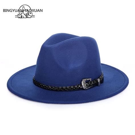 Bingyuanhaoxuan Winter Autumn Fedora Hat For Men And Women With Punk Belt