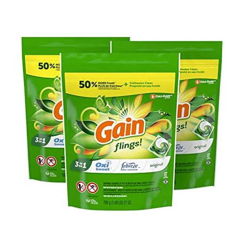 Gain Flings Liquid Laundry Detergent Soap Pacs HE Compatible 3 Bag