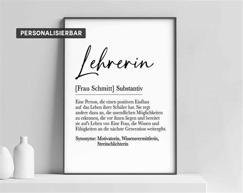 Definition LEHRERIN Poster Personalisiertes Bild Lehrerin Etsy De In