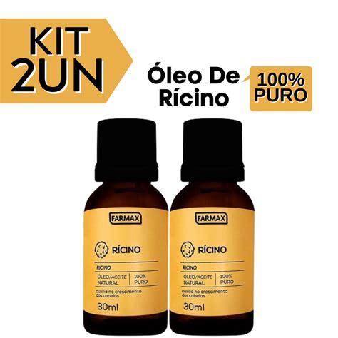 Kit 2 Óleo 100 Puro De Rícino Concentrado Crescimento Capilar 30ml