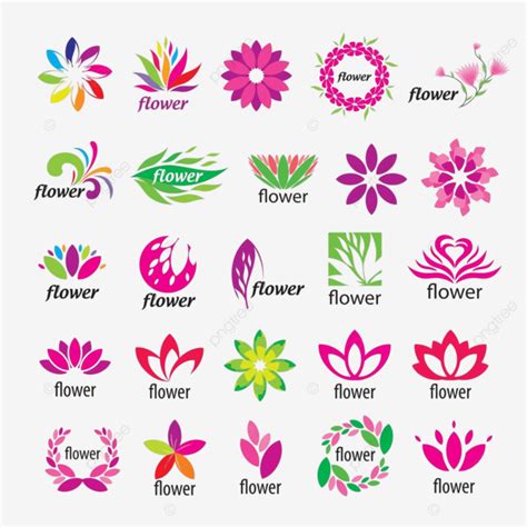 Colección De Logotipos Florales Multicolores Vectoriales Hoja De Signo