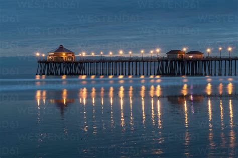 Huntington Beach Pier At Night California Usa Stock Photo