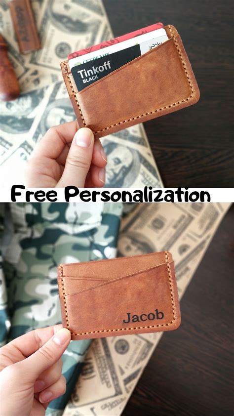 Free Personalization Leather Cardholder Slim Card Wallet Etsy Card