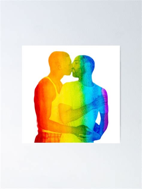 Póster Rainbow Gay Men se besan por celebrar el orgullo LGBTQ de SteamParliament Redbubble
