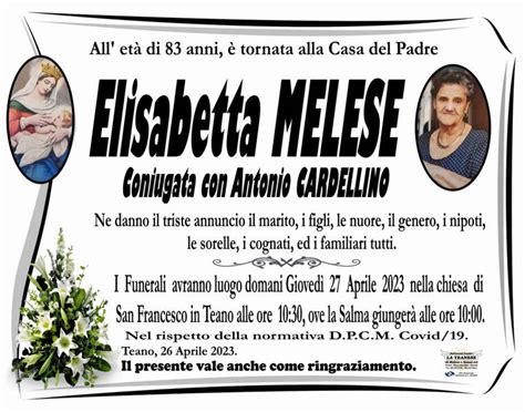 Funerali E Annunci Funebri A Teano Elisabetta Melese Funer24