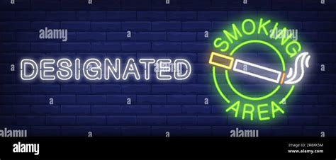 Designated Smoking Area Neon Sign Stock Vector Image Art Alamy