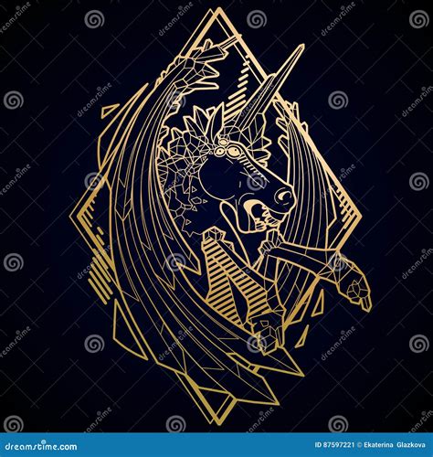 Graphic Demonic Unicorn Vector Illustration 87597076