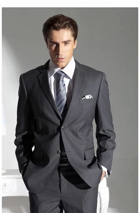 Aliexpress.com : Buy Fashion Design Dark Grey Groomsman Suit Business Suit Men Wedding Suits ...