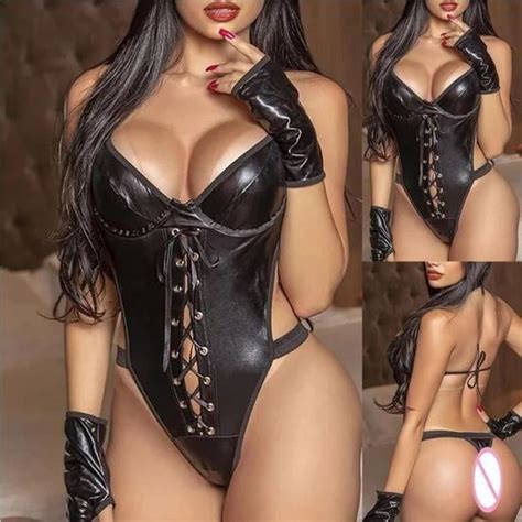 Sexy Lingerie Body Latex Cuir Corps Sexy Sous Vêtements Bandage Dos Nu