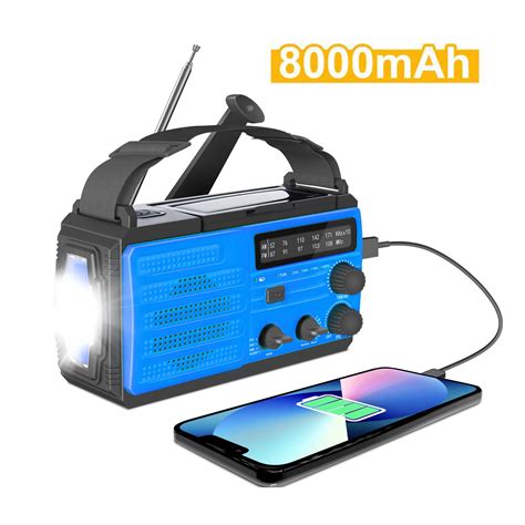 Mouind Emergency Radio Weather Alert Radio 8000mAh Solar Hand Crank