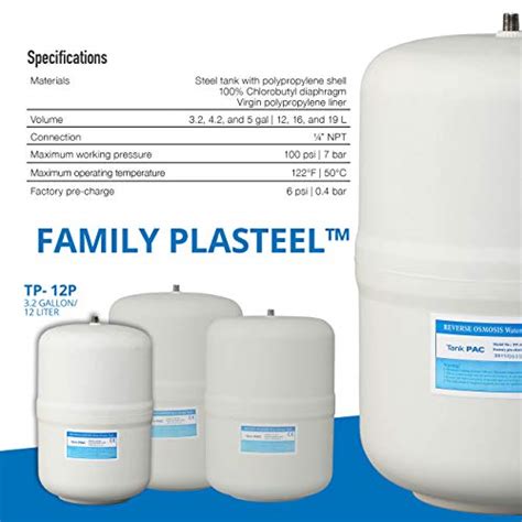 Plasteel Reverse Osmosis White Water Storage Tank Gallon Npt Ss