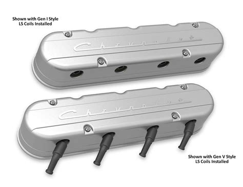 Holley 241 175 2 Pc LS Chevrolet Script Valve Covers Natural Finish