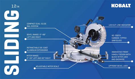 Kobalt Compact 12 In 15 Amp Dual Bevel Sliding Compound Corded Miter Saw