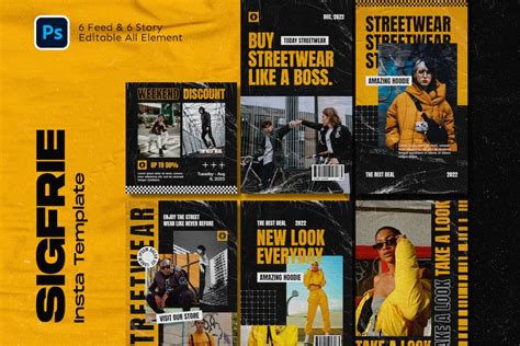 Sigfrie Streetwear Fashion Instagram Template Graphics Envato Elements