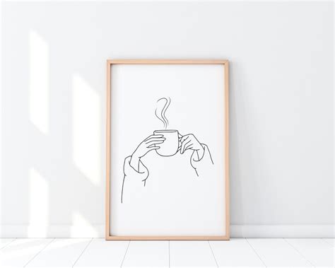 Minimalist Coffee Print, Coffee Line Art, Digital Download, Printable ...