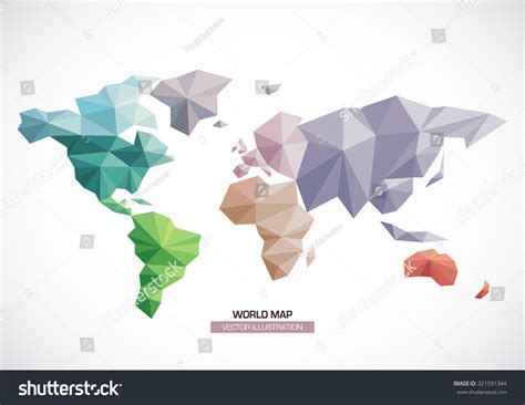 Vector World Map Design Geometric Style Triangle Pattern Continents