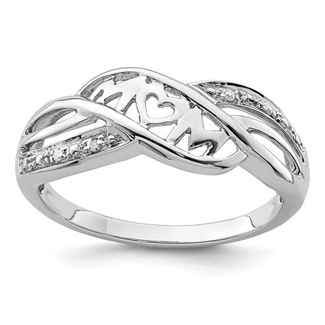 White Sterling Silver Ring Band Themed Diamond Round - Walmart.com