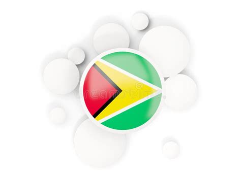 Round Flag Of Guyana With Circles Pattern Stock Illustration