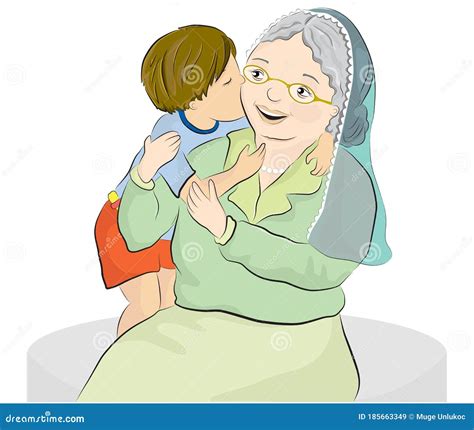 Grandmother Hugging Her Cute Grandson Cartoon Vector Cartoondealer