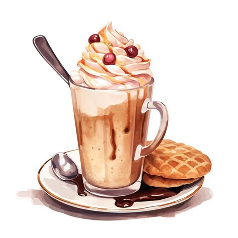 Linda ilustração de clipart de sorvete de café Foto Premium