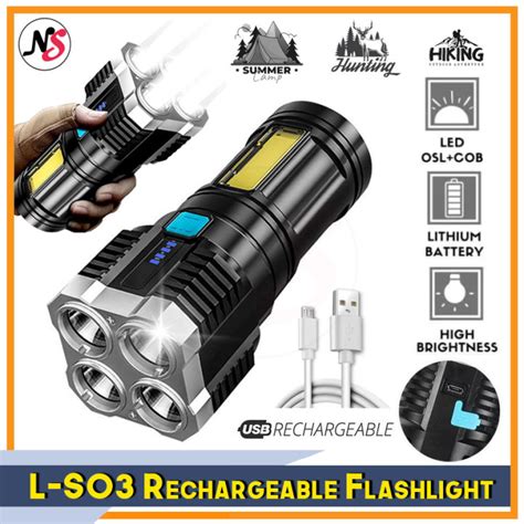 L S Rechargeable Flashlight Super Bright Tactical Usb Rechargeable