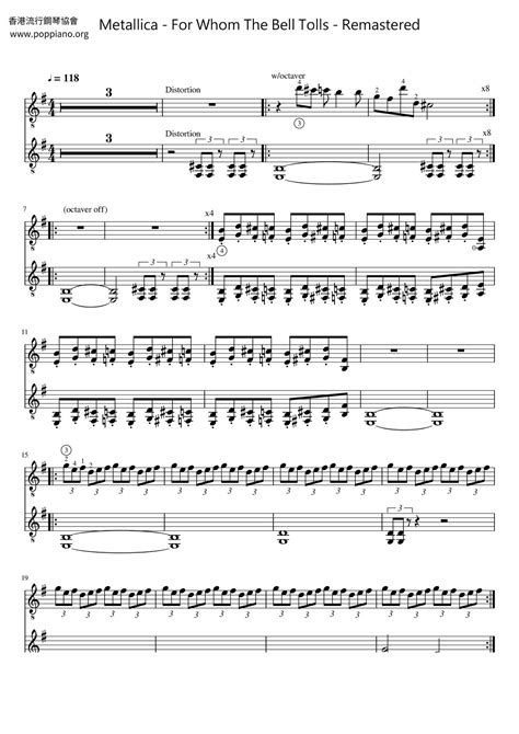 Metallica For Whom The Bell Tolls Remastered Sheet Music Pdf Free