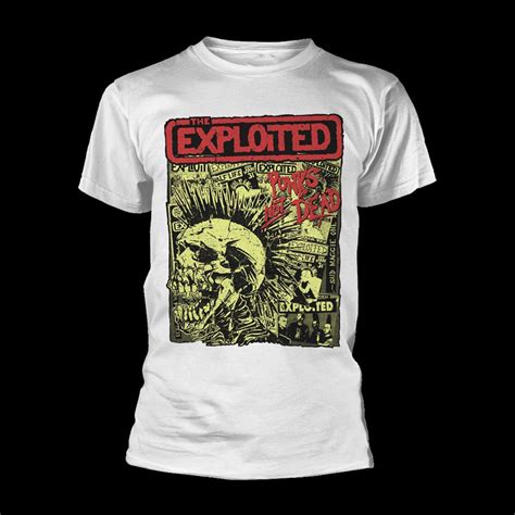 The Exploited Punks Not Dead Skull And Flyers White T Shirt