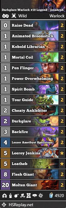 Darkglare Warlock Legend Jonahrah Hearthstone